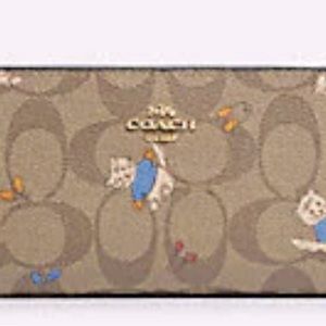 NWT Slim Wallet In Signature Canvas With Cat Mittens Orin